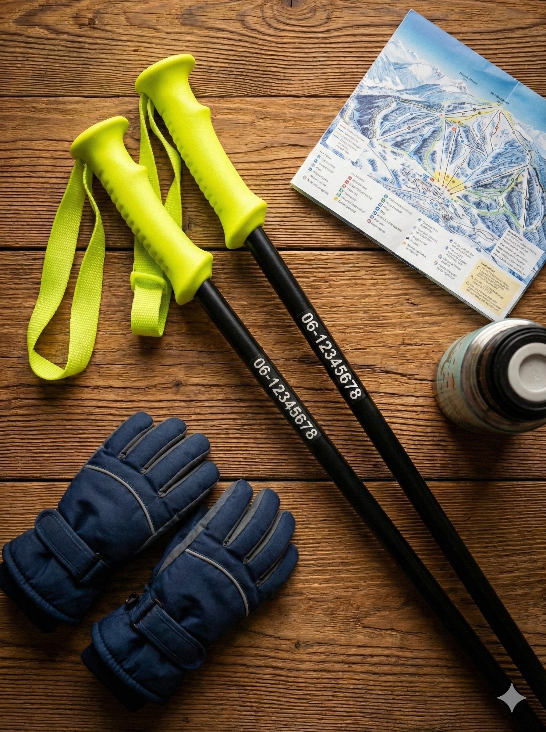 Ski stokken sticker met naam (set van 2)