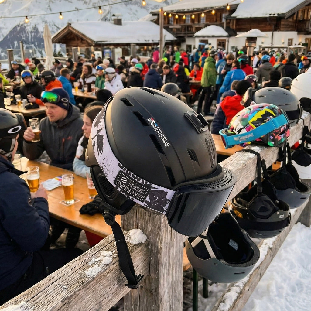 Pegatina de nombre y bandera 'Mayrhofen' snowboard | Juego de 2