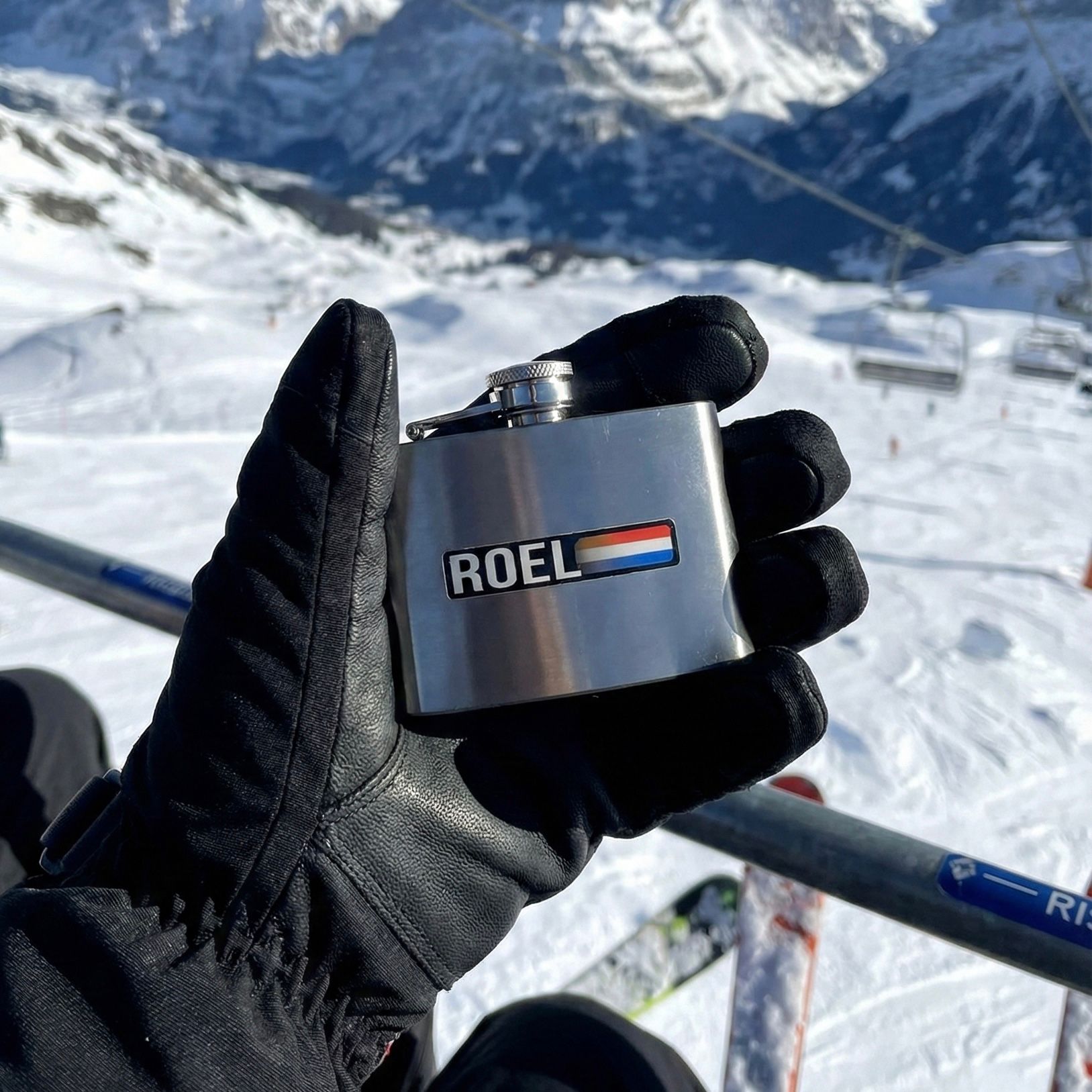 Pegatina de nombre y bandera 'Ischgl' snowboard | Juego de 2