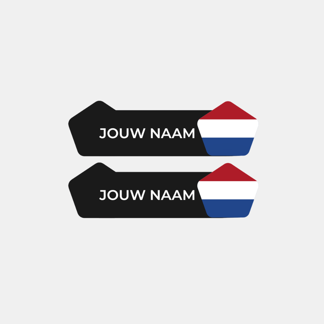 Pegatina de nombre y bandera 'Cauberg' para bicicleta | Juego de 2