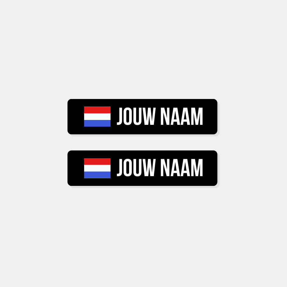 Naam & vlag sticker motor