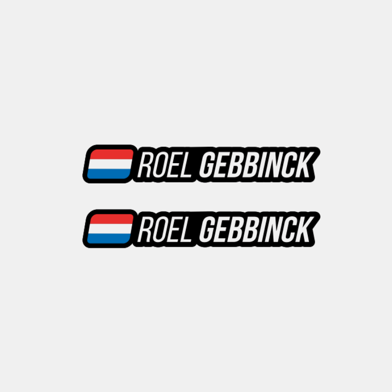 Naam & vlag sticker 'V8' fatbike | Set van 2