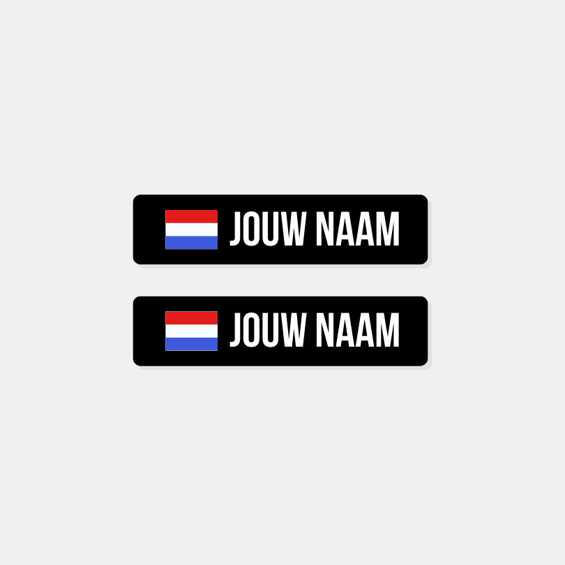 Naam & vlag sticker snowboard | Set van 2