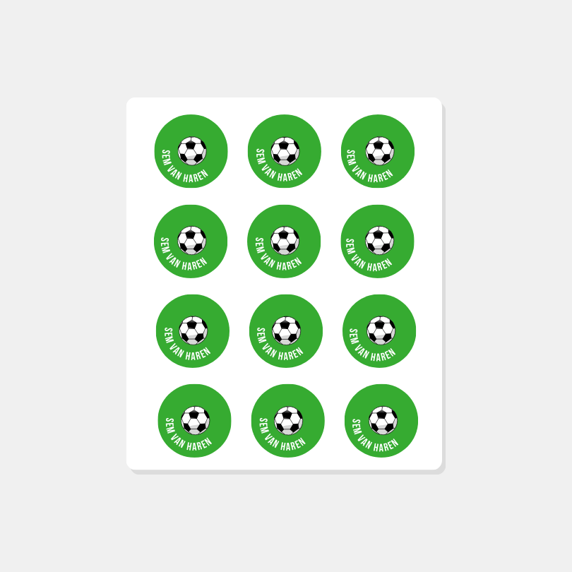 Kind naam sticker voetbal rond | Set van 12
