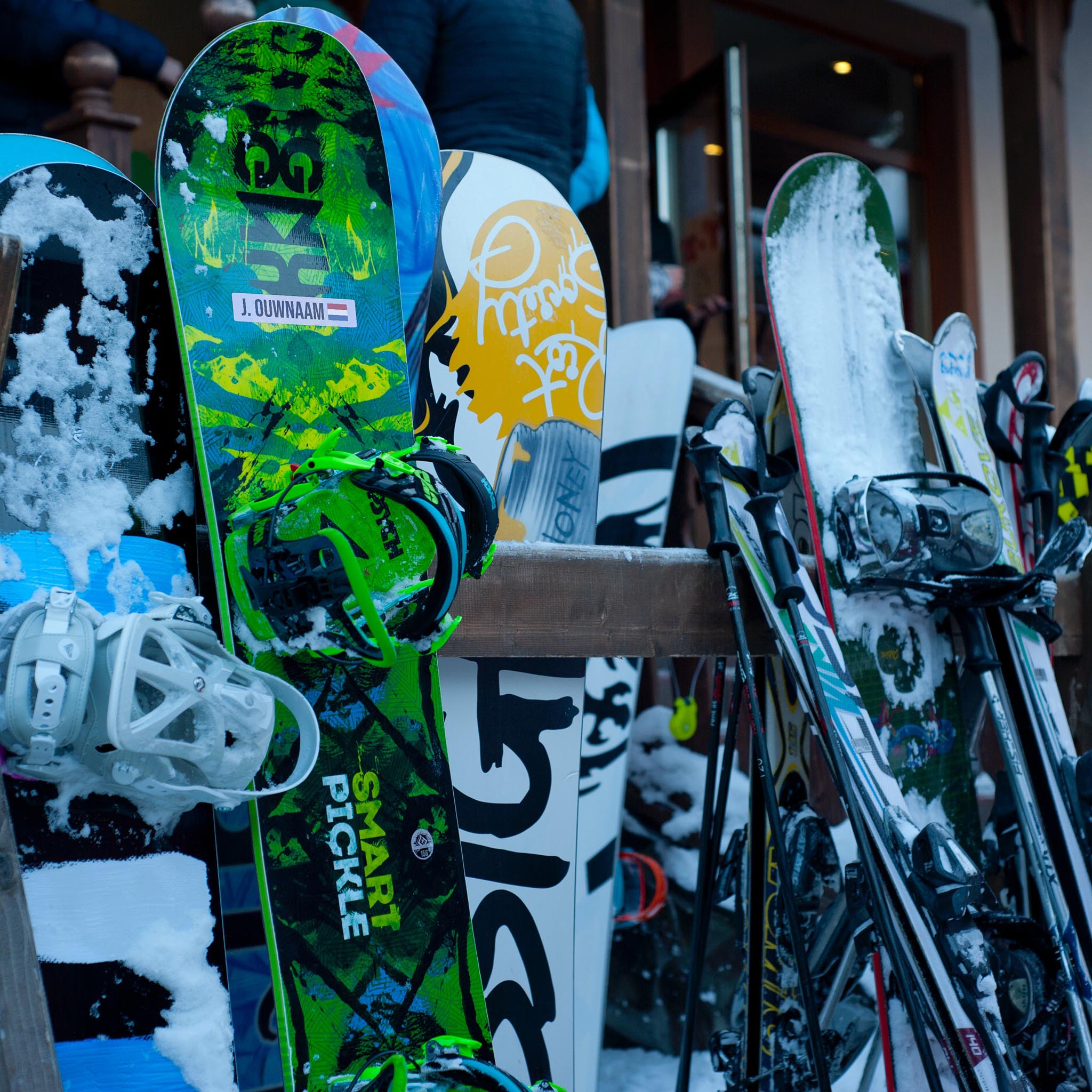 Naam & vlag sticker snowboard | Set van 2